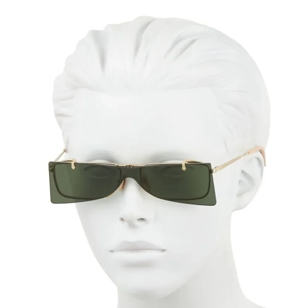 Gucci 56mm Flip-up Rectangle Unisex Sunglasses Dark Grey / Gold Limited-Edition